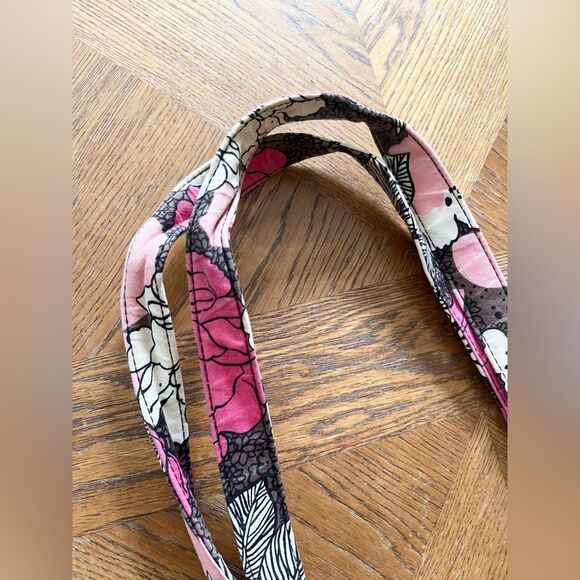 Vera Bradley Tote Bag with Pencil Pouch Case Floral Pink Brown - Picture 5 of 10